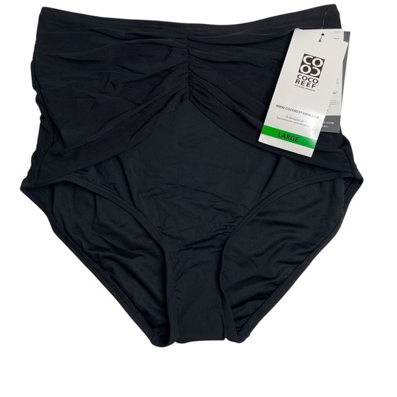 Coco Reef Diva Mesh High Waist Bikini Bottoms Black Large New - Picture 1 of 6